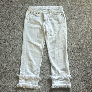 MK white capris w/ fringe on bottom size 2